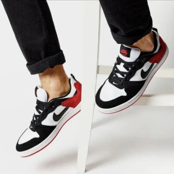 Nike SB Alleyoop Suede Low Top Mens Skate Shoes Black White Red - Picture 10 of 10